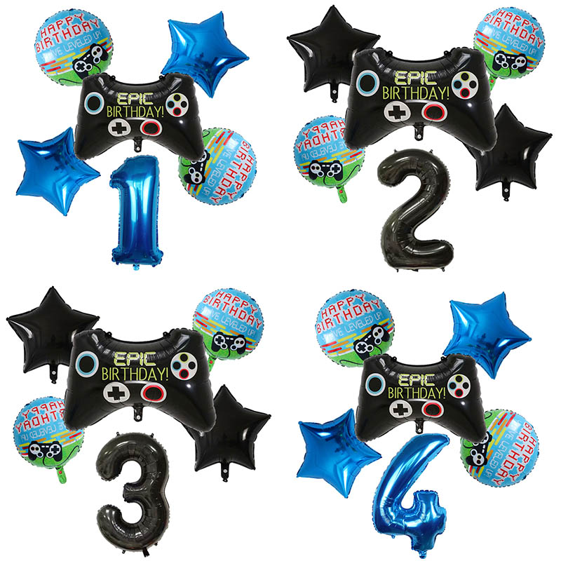 Party Games Kids Birthday - 6 Stück Gamepad-Jungen-Spiel Folien-Heliumballons Geburtstags-Themenparty-Dekorationen Kinderspielzeug