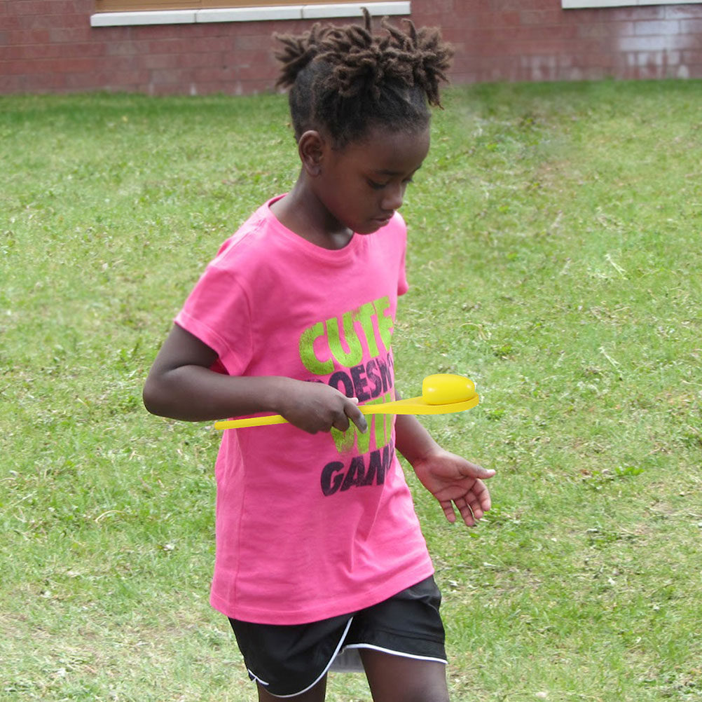 Party Games Kids Birthday - 4er-Set Balancier-Spiel mit Holz-Eiern und Löffeln