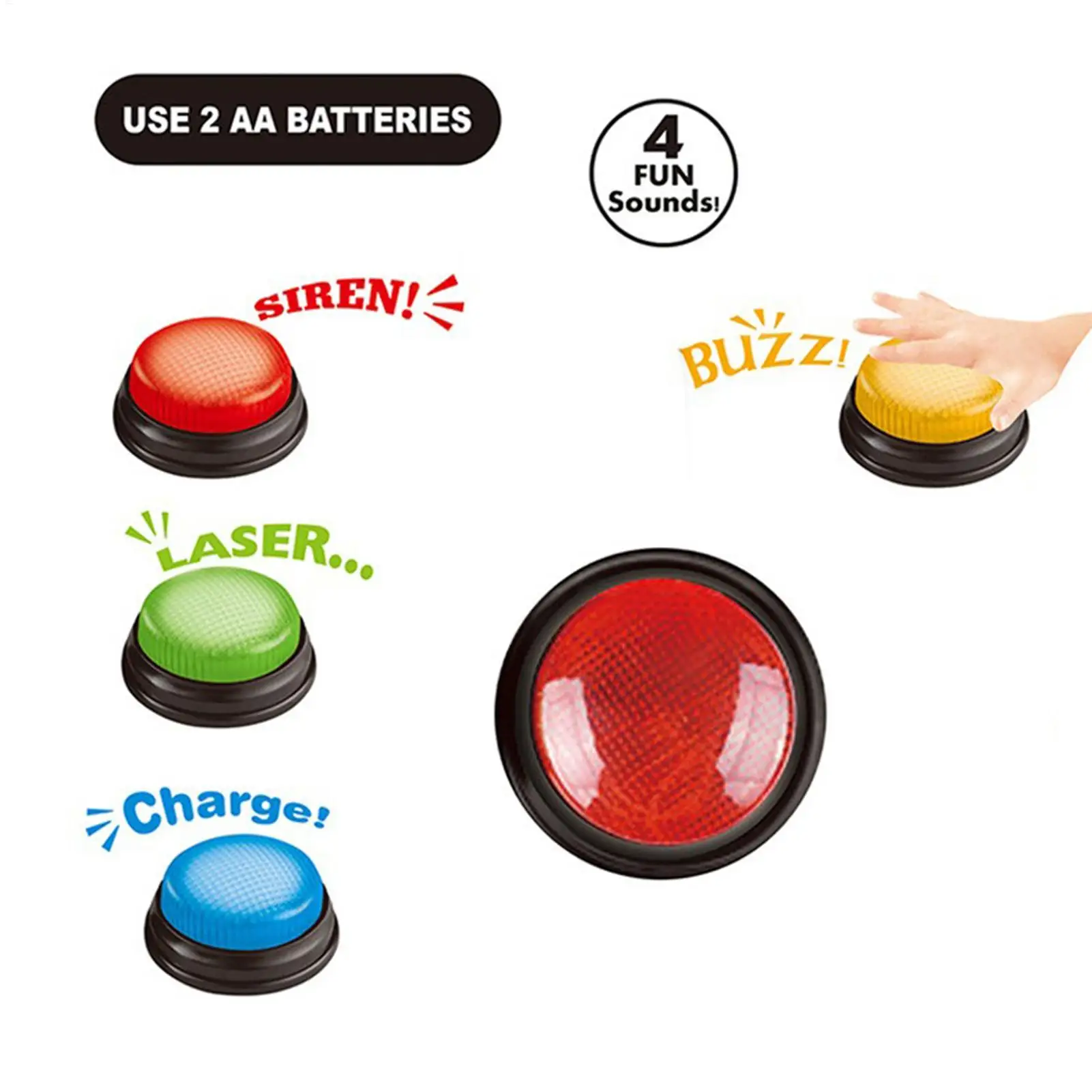 Quick Games Party - Spiel-Buzzer 4-teiliges Schnellantwort-Set mit Lichtern für